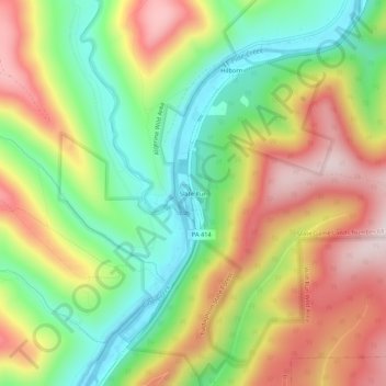 Topografische kaart Slate Run, hoogte, reliëf