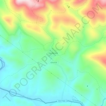 Topografische kaart San Benito, hoogte, reliëf