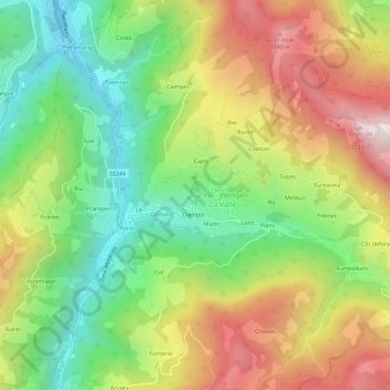 Topografische kaart Gnates, hoogte, reliëf