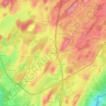 Topografische kaart Lampertsweiler, hoogte, reliëf