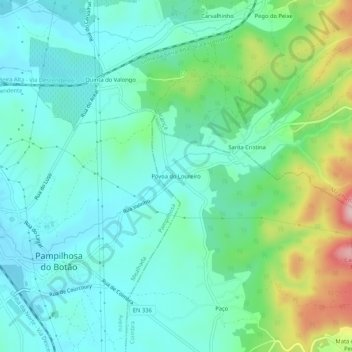 Topografische kaart Póvoa do Loureiro, hoogte, reliëf