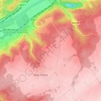 Topografische kaart Aux Granges, hoogte, reliëf