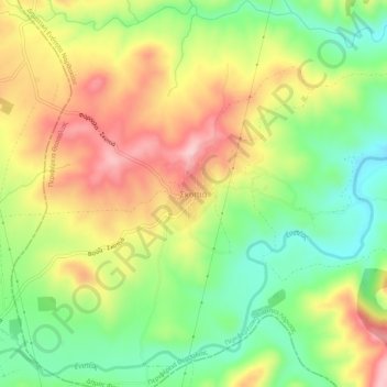 Topografische kaart Skopia, hoogte, reliëf