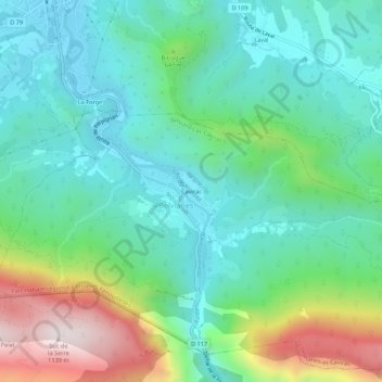 Topografische kaart Cavirac, hoogte, reliëf