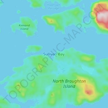 Topografische kaart Sullivan Bay, hoogte, reliëf
