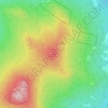 Topografische kaart Burgstein, hoogte, reliëf