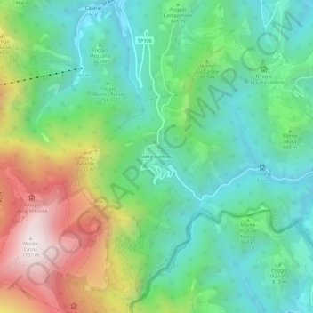Topografische kaart Fonte Avellana, hoogte, reliëf