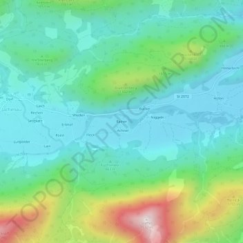 Topografische kaart Rainer, hoogte, reliëf