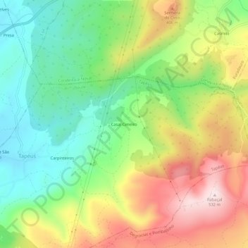 Topografische kaart Casal Cimeiro, hoogte, reliëf