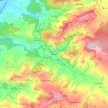 Topografische kaart Scherliau, hoogte, reliëf