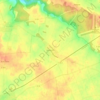 Topografische kaart Senainville, hoogte, reliëf