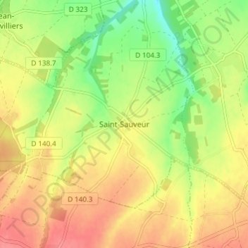 Topografische kaart Saint-Sauveur, hoogte, reliëf