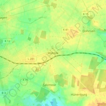 Topografische kaart Wohlde, hoogte, reliëf