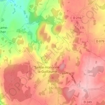 Topografische kaart La Dandière, hoogte, reliëf
