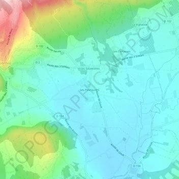 Topografische kaart Les Pourquiers, hoogte, reliëf