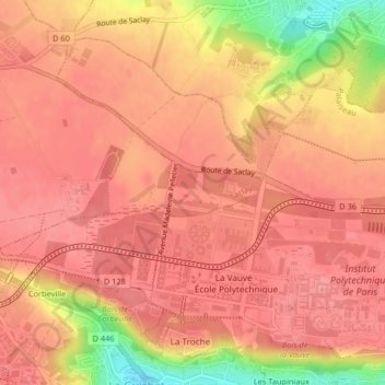 Topografische kaart Les Trois Mares, hoogte, reliëf