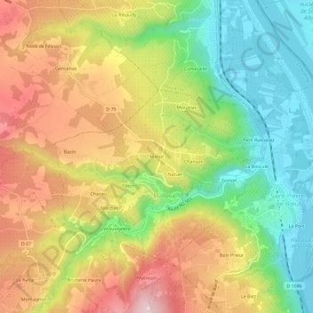 Topografische kaart Martel, hoogte, reliëf