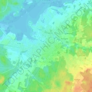 Topografische kaart Soustons, hoogte, reliëf