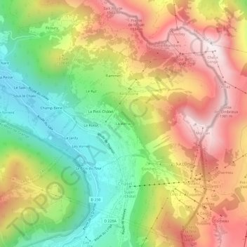 Topografische kaart La Vorraz, hoogte, reliëf