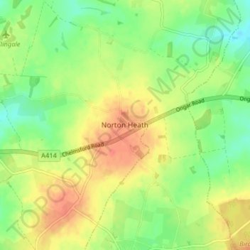 Topografische kaart Norton Heath, hoogte, reliëf