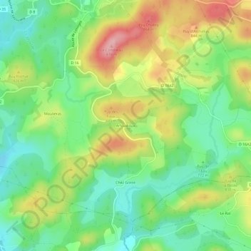 Topografische kaart Arfouilloux, hoogte, reliëf