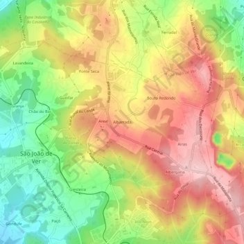 Topografische kaart Albarrada, hoogte, reliëf