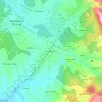 Topografische kaart Entroncamento, hoogte, reliëf