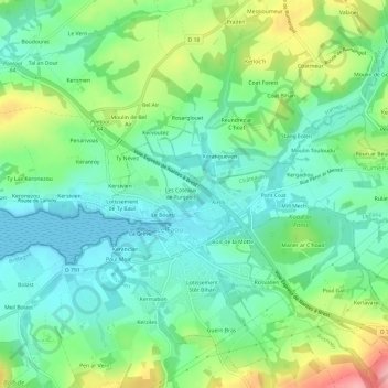 Topografische kaart Ty Voualc'h, hoogte, reliëf