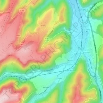Topografische kaart Le Fayet, hoogte, reliëf
