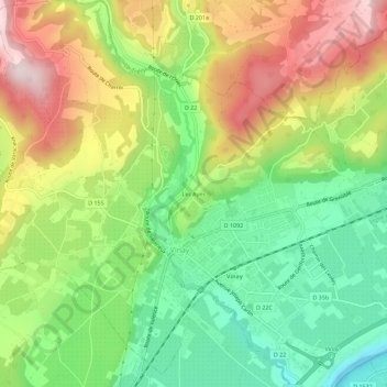 Topografische kaart Les Ayes, hoogte, reliëf