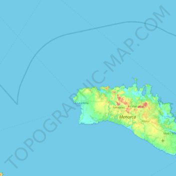 Topografische kaart Minorca, hoogte, reliëf