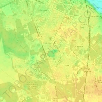 Topografische kaart La Bolière, hoogte, reliëf