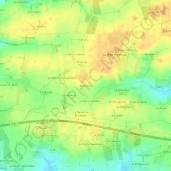 Topografische kaart Barbechat, hoogte, reliëf