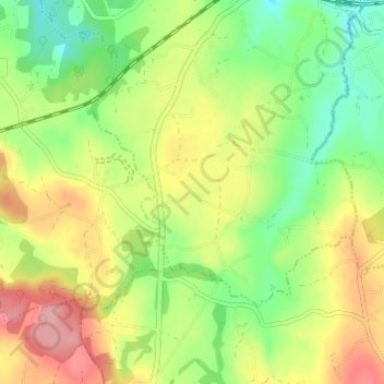 Topografische kaart Kerlan, hoogte, reliëf
