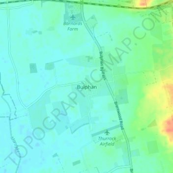 Topografische kaart Bulphan, hoogte, reliëf