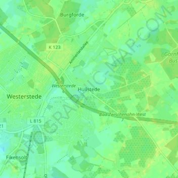 Topografische kaart Hüllstede, hoogte, reliëf