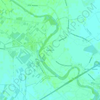 Topografische kaart Romanziol, hoogte, reliëf