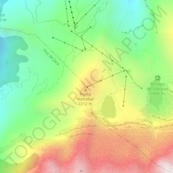 Topografische kaart El Mandilar, hoogte, reliëf