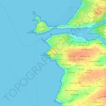 Topografische kaart Le Bilou, hoogte, reliëf
