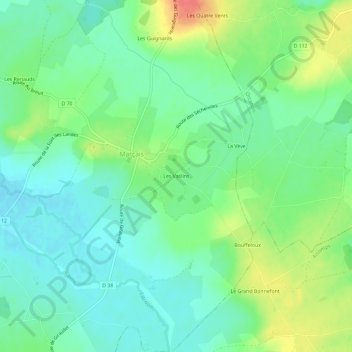Topografische kaart Les Vaslins, hoogte, reliëf