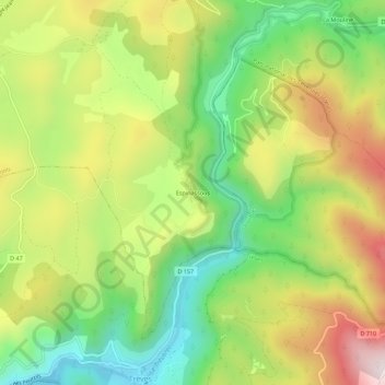 Topografische kaart Espinassous, hoogte, reliëf