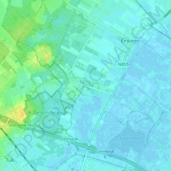 Topografische kaart De Bult, hoogte, reliëf