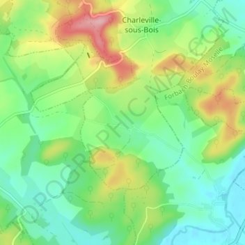 Topografische kaart Mussy l'Évêque, hoogte, reliëf