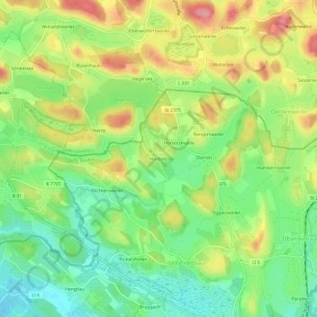 Topografische kaart Hörbolz, hoogte, reliëf