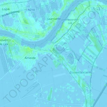 Topografische kaart Sluis, hoogte, reliëf