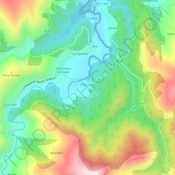 Topografische kaart Piquín, hoogte, reliëf