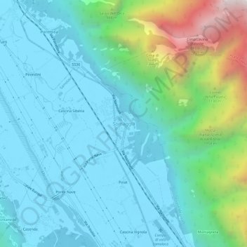 Topografische kaart Somaggia, hoogte, reliëf