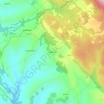 Topografische kaart Schifanoia, hoogte, reliëf