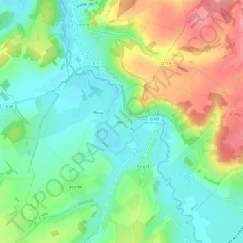 Topografische kaart Pancy, hoogte, reliëf