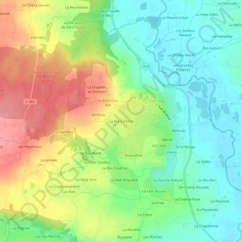 Topografische kaart La Mare Pichot, hoogte, reliëf